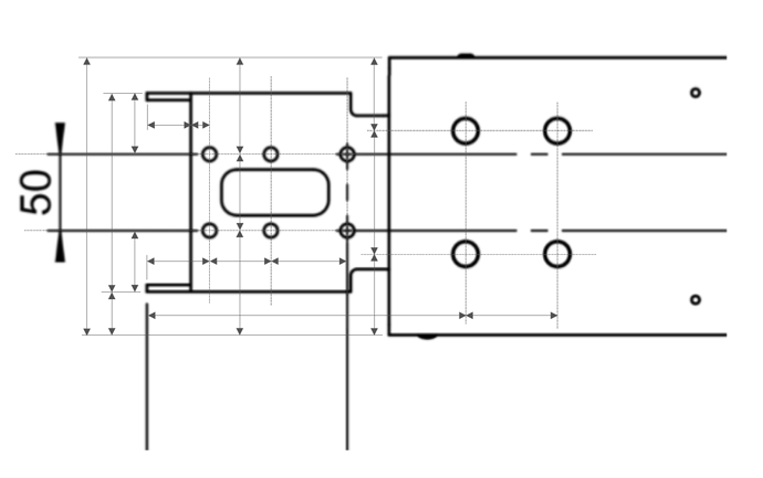 Shadow mounting holes with dims