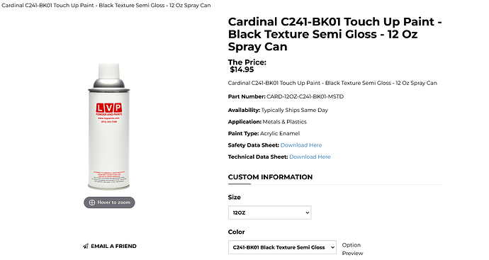 Screenshot 2023-07-01 at 16-34-38 Cardinal T009-BG01 Touch Up Paint - Almond 90% Gloss - 12 Oz Spray Can LVP Paints